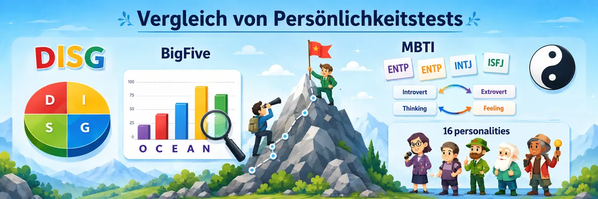 Persönlichkeitstests im Vergleich: DISG, MBTI, Big Five, 16Personalities und weitere Testverfahren